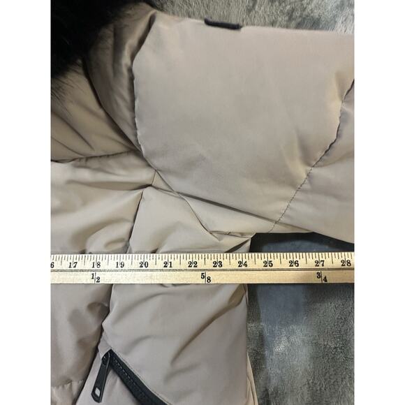 DKNY New York Women’s 2X Taupe Puffer Coat Faux Fur Hood Zip Front 2G 2TG - Picture 11 of 12